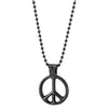 Mens Women Biker Steel Black Anti-War Peace Sign Pendant Necklace with Star Pentagram, 23.6 in Chain - COOLSTEELANDBEYOND Jewelry