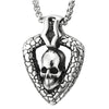 Mens Women Biker Steel Textured Open Inverted Triangle Skull Pendant Necklace with 23.6 in Chain - COOLSTEELANDBEYOND Jewelry