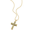Mens Women Gold Color Checker Pattern Cross Pendant Necklace Stainless Steel with 30 inch Ball Chain - COOLSTEELANDBEYOND Jewelry