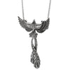 Mens Women Splendid Steel Large Phoenix Pendant Necklace with Movable Tail Feather, 30 in Chain - COOLSTEELANDBEYOND Jewelry