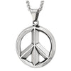 Mens Women Steel Anti-War Peace Sign Pendant Necklace, 30 inches Wheat Chain - COOLSTEELANDBEYOND Jewelry