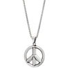 Mens Women Steel Anti-War Peace Sign Pendant Necklace, 30 inches Wheat Chain - COOLSTEELANDBEYOND Jewelry