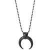 Mens Women Steel Black Spiked Crescent Moon Half Hook Pendant Necklace, 23.6 in Ball Chain - COOLSTEELANDBEYOND Jewelry