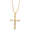 Mens Women Steel Jesus Christ Crucifix Cross Pendant Necklace, Silver Gold, 30 inches Ball Chain - coolsteelandbeyond