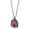 Mens Women Unique Steel Flame Circle Pendant Necklace with Red Evil Eye Gem Stones 23.6 in Chain - COOLSTEELANDBEYOND Jewelry