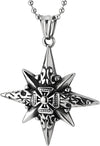 Mens Women Vintage Steel Stacking Cross Pendant Necklace with 30 inches Ball Chain - COOLSTEELANDBEYOND Jewelry