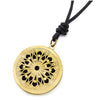 Mens Womens Aged brass Hollow Locket Pendant Necklace with Flower Pattern, Adjustable Leather Cord - COOLSTEELANDBEYOND Jewelry