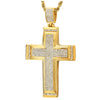 Mens Womens Large Gold Color Steel Cross Pendant Necklace with Cubic Zirconia Pave, 30 in Rope Chain - COOLSTEELANDBEYOND Jewelry