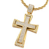 COOLSTEELANDBEYOND Mens Womens Large Steel Cross Pendant Necklace with Cubic Zirconia and 30 inches Wheat Chain - coolsteelandbeyond