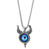 Mens Womens Steel Blue Evil Eye Protection Vintage Goat Bull Horn Eagle Bird Head Pendant Necklace - coolsteelandbeyond