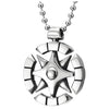 Mens Womens Steel Double Spiked Cross Emblem Circle Pendant Necklace 23.6 inches Chain, New Style - COOLSTEELANDBEYOND Jewelry