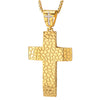 Mens Womens Steel Gold Color Grooved Pattern Cross Pendant Necklace with Cubic Zirconia - COOLSTEELANDBEYOND Jewelry