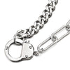 Mens Womens Steel Handcuff Necklace Link Chain Curb Chain Silver Color, 18 inches , Punk Rock - COOLSTEELANDBEYOND Jewelry