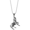 Mens Womens Steel Leaping Horse Pendant Necklace with 30 inches Ball Chain - COOLSTEELANDBEYOND Jewelry
