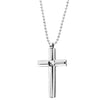 Minimalist Mens Womens Steel Pyramid Cross Pendant Necklace with 30 inches Ball Chain, Two-layers - coolsteelandbeyond