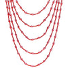 Red Oval Beads Statement Necklace Multi-Strand Long Chains with Crystal Charms Pendant - COOLSTEELANDBEYOND Jewelry