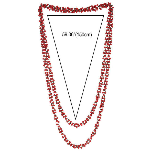 Red Wood Beads Long Chains Necklace, Multi-strand, Dress Party Event Prom - coolsteelandbeyond