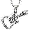 Rock Punk Men Women Steel Vintage Skull Guitar Pendant Necklace, 30 inches Ball Chain - COOLSTEELANDBEYOND Jewelry