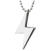 Stainless Steel Men Women Lightning Pendant Necklace with Vintage Wave Pattern, 30 inches Ball Chain - COOLSTEELANDBEYOND Jewelry