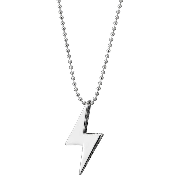 Stainless Steel Men Women Lightning Pendant Necklace with Vintage Wave Pattern, 30 inches Ball Chain - COOLSTEELANDBEYOND Jewelry