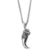 Stainless Steel Mens Vintage Horn Tusk Tooth Lion Head Pendant Necklace with 23.6 inches Wheat Chain - COOLSTEELANDBEYOND Jewelry