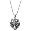 Stainless Steel Mens Vintage Wolf Head Pendant Necklace, Punk Rock, 30 inches Steel Wheat Chain - COOLSTEELANDBEYOND Jewelry