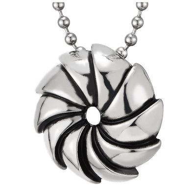 Stainless Steel Mens Women Windmill Pinwheel Pendant Necklace with 23.6 inches Ball Chain - COOLSTEELANDBEYOND Jewelry