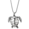 Stainless Steel Mens Womens Sea Turtle Tortoise Pendant Necklace, 30 inches Wheat Chain, Animal Love - coolsteelandbeyond