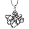 Stainless Steel Mens Womens Vintage Octopus Pendant Necklace 30 inches Wheat Chain, Punk Rock Hippie - coolsteelandbeyond