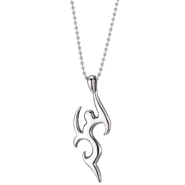 Stainless Steel Tribal Tattoo Swirl Sword Pendant Necklace, 30 Inch Ball Chain - COOLSTEELANDBEYOND Jewelry
