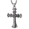 Stainless Steel Vintage Crown Cross Pendant Necklace for Men Women, 23.6 inches Wheat Chain - COOLSTEELANDBEYOND Jewelry