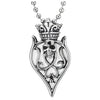Stainless Steel Vintage Heart Crown King Skull Pendant Necklace for Man Women 23.6 inches Ball Chain - coolsteelandbeyond