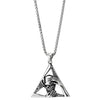 Stainless Steel Vintage Skull Hands Triangle Pendant Necklace for Men Women, 30 Inch Wheat Chain - COOLSTEELANDBEYOND Jewelry