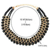 Statement Necklace Black Faceted Crystal Beads String Gold Braided Chain Pendant - coolsteelandbeyond