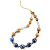 Statement Necklace Journey Gold Blue Resin Beads Crystal String, Adjustable, Party Event Dress - coolsteelandbeyond
