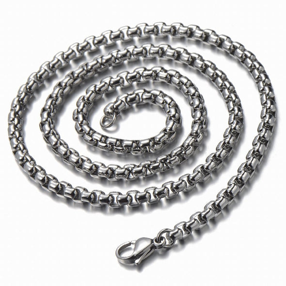 Steel Cobra Snake Cross Pendant Necklace with Cubic Zirconia, 30 Inches Wheat Chain - coolsteelandbeyond