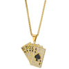 Steel Gold Color Ace Card Poker Spade Sequence Pendant with Cubic Zirconia Necklace for Man Women - COOLSTEELANDBEYOND Jewelry