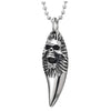 Steel Men Womens Gothic Tooth Tusk Horn Skull Cross Pendant Necklace with 30 Inches Ball Chain - coolsteelandbeyond