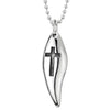 Steel Men Womens Gothic Tooth Tusk Horn Skull Cross Pendant Necklace with 30 Inches Ball Chain - coolsteelandbeyond