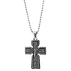 Steel Mens Jesus Christ Crucifix Cross Pendant Necklace, Old Metal Finished, Two-sided - COOLSTEELANDBEYOND Jewelry