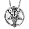 Steel Vintage Circle Star Goat Head Pendant Necklace for Man Women, 30 in Chain, Gothic Tribal - coolsteelandbeyond