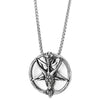 Steel Vintage Circle Star Goat Head Pendant Necklace for Man Women, 30 in Chain, Gothic Tribal - coolsteelandbeyond