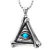 Steel Vintage Evil Eye Protection Hands Skeleton Bone Triangle Pendant Necklace with Resin Turquoise - COOLSTEELANDBEYOND Jewelry
