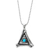 Steel Vintage Evil Eye Protection Hands Skeleton Bone Triangle Pendant Necklace with Resin Turquoise - COOLSTEELANDBEYOND Jewelry