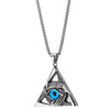 Steel Vintage Evil Eye Protection Hands Triangle Pendant Necklace for Men Women 30 Inch Wheat Chain - COOLSTEELANDBEYOND Jewelry