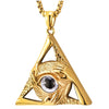 Steel White Evil Eye Protection Hands Gold Triangle Pendant Necklace Men Women 28 In Wheat Chain - COOLSTEELANDBEYOND Jewelry