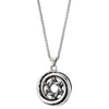 Vintage Steel Swirl Circle and Textured Star of David Pendant Necklace , 30 inches Wheat Chain - COOLSTEELANDBEYOND Jewelry