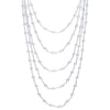 White Oval Beads Statement Necklace Multi-Strand Long Chains with Crystal Charms Pendant - COOLSTEELANDBEYOND Jewelry