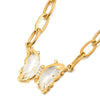 Womens Gold Color Link Chain Necklace Butterfly Pendant with Cubic Zirconia - COOLSTEELANDBEYOND Jewelry