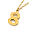 Womens Men Stainless Steel Gold Arabic Numerals Number 8 Pendant Necklace with Adjustable Rope Chain - COOLSTEELANDBEYOND Jewelry